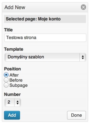 Advanced Page Manager - nowa strona